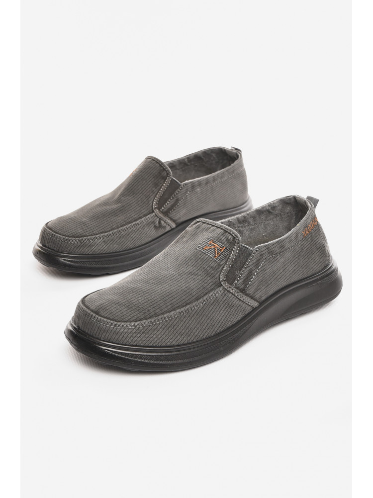 Мокасини чоловічі темно-серого кольору текстиль М3034-5 210335C