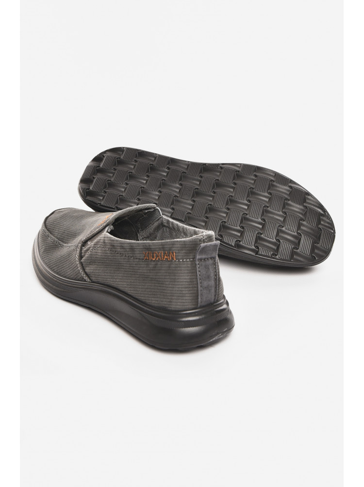 Мокасини чоловічі темно-серого кольору текстиль М3034-5 210335C