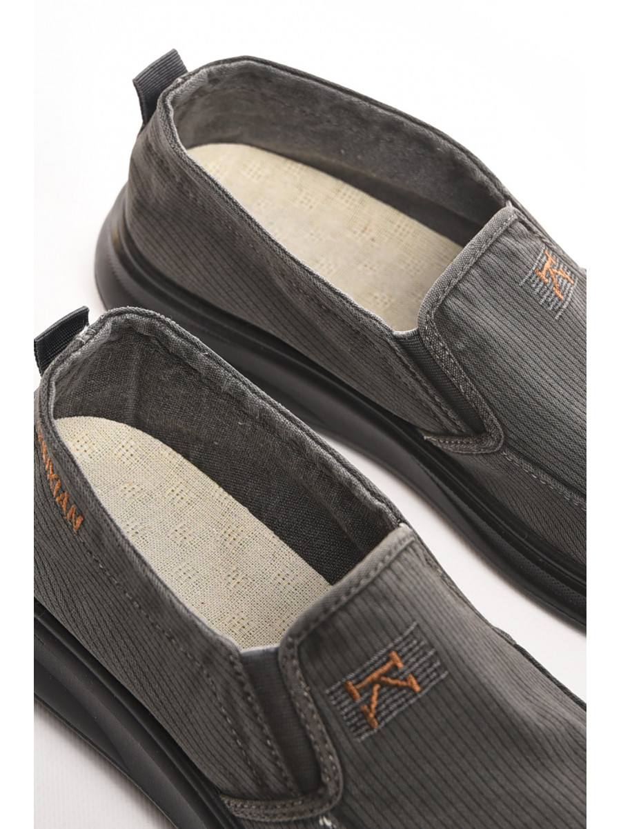 Мокасини чоловічі темно-серого кольору текстиль М3034-5 210335C