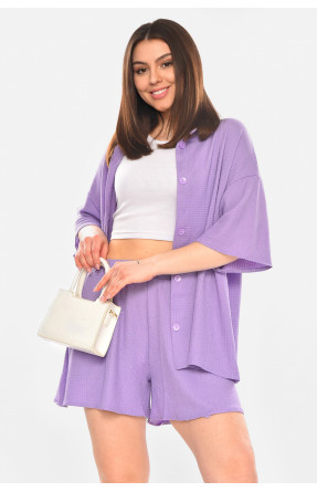 Костюм жіночий однотонний фіолетового кольору 2412 210336C