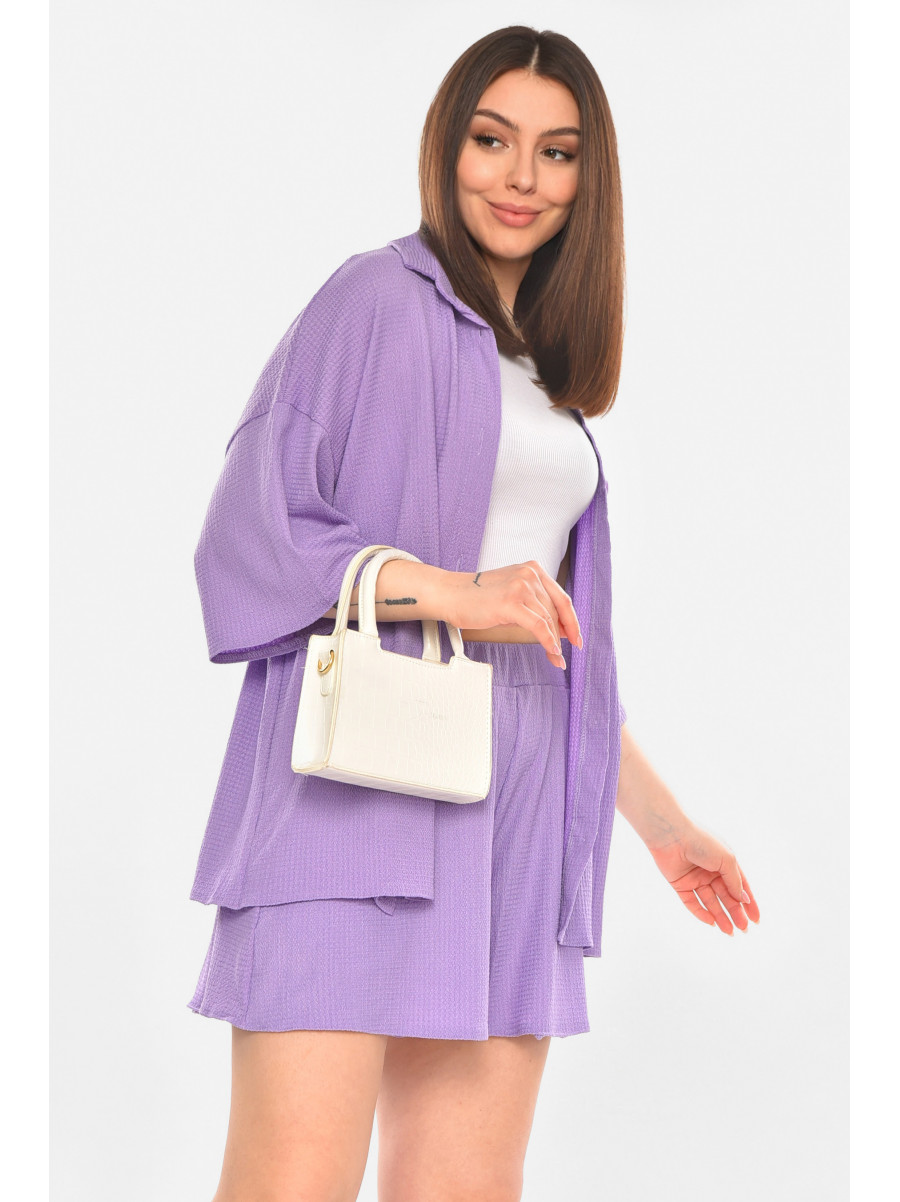 Костюм жіночий однотонний фіолетового кольору 2412 210336C