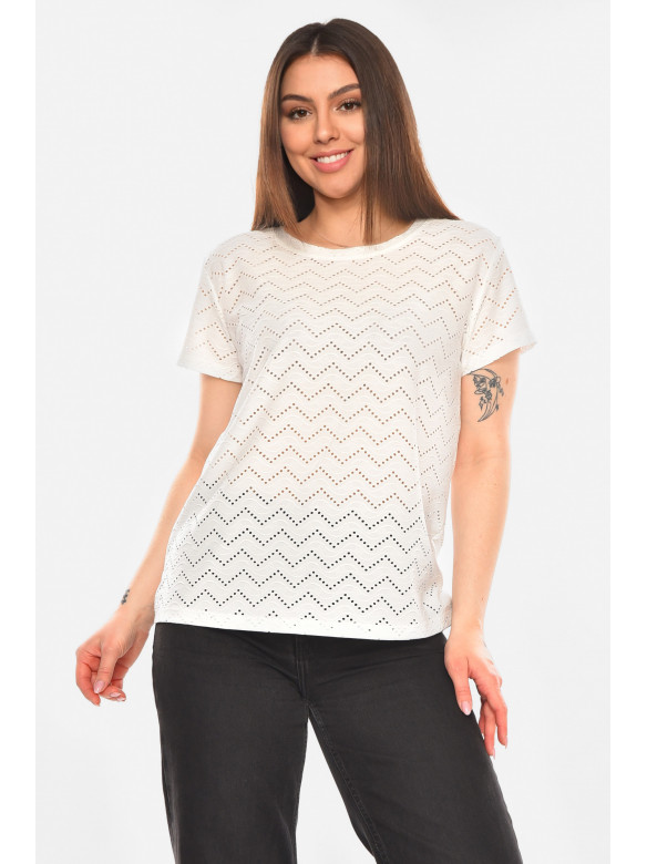 Футболка женская однотонная белого цвета 2266 210346C