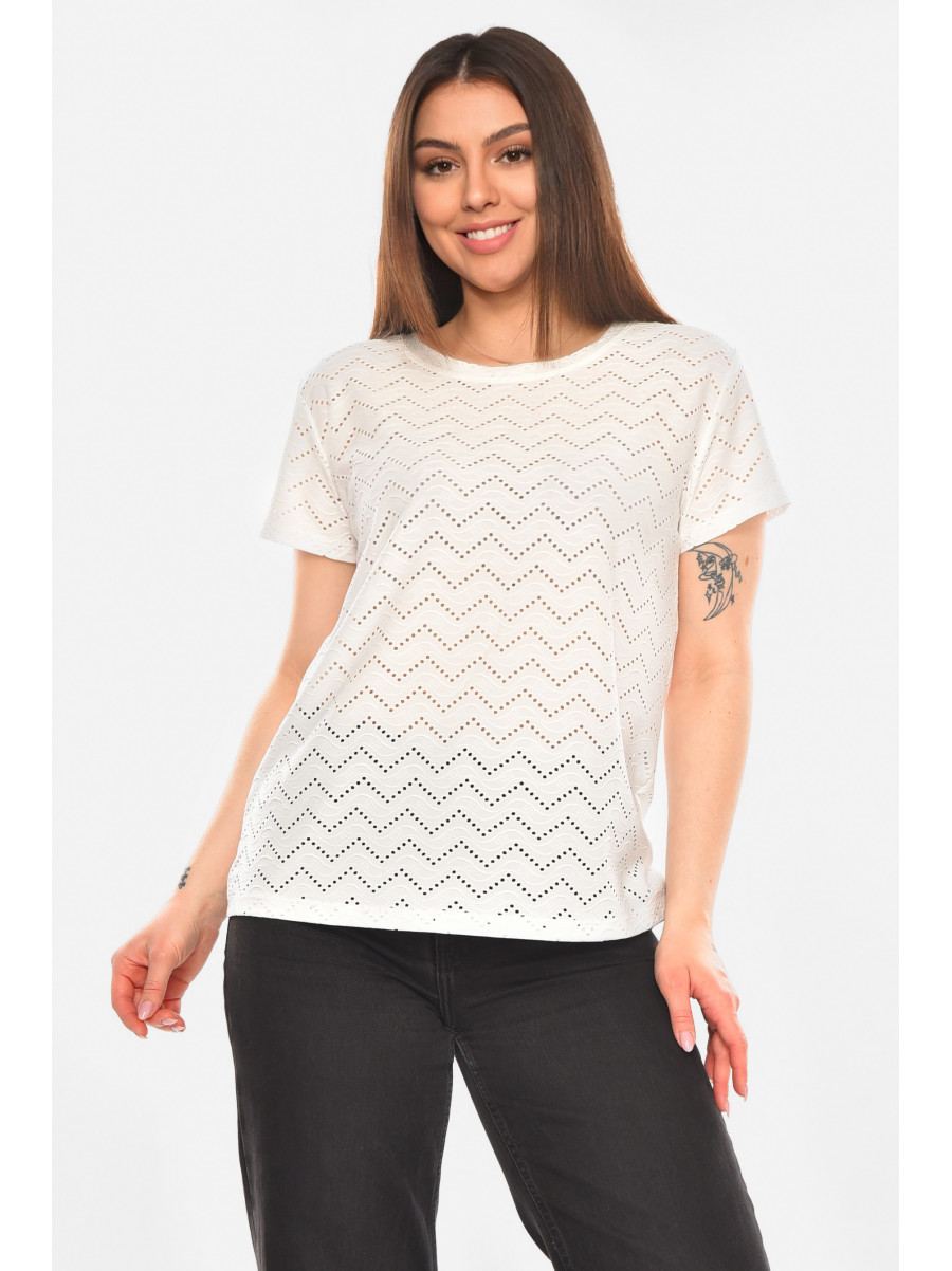 Футболка женская однотонная белого цвета 2266 210346C