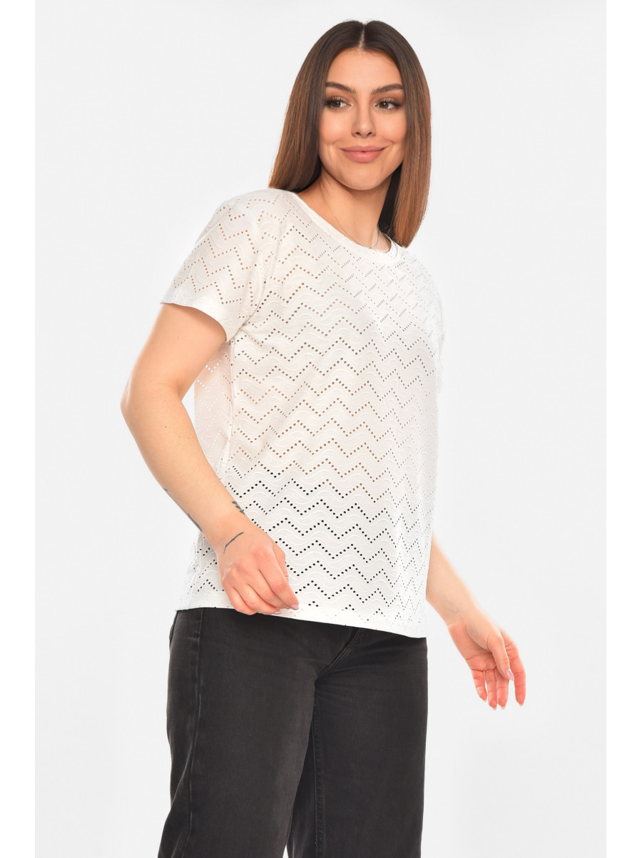 Футболка женская однотонная белого цвета 2266 210346C