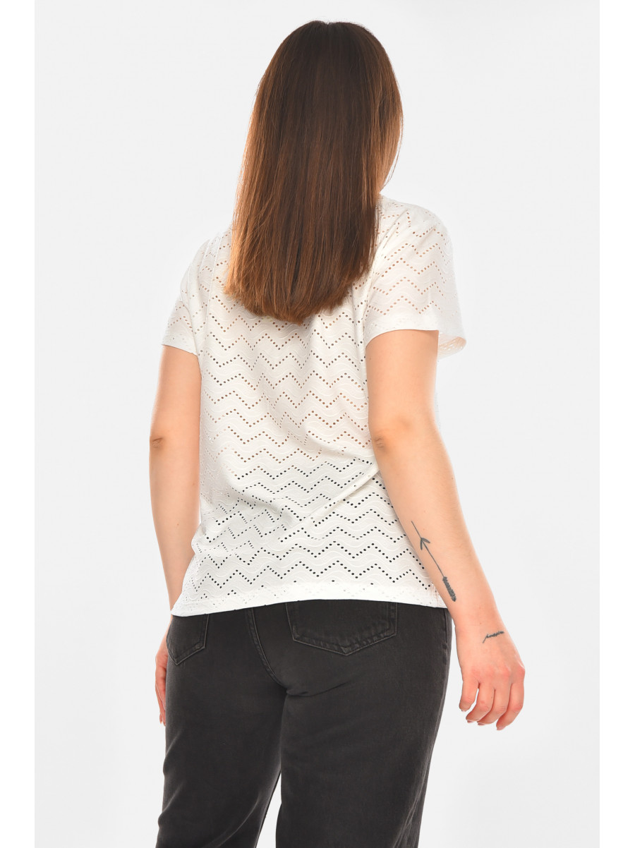 Футболка женская однотонная белого цвета 2266 210346C