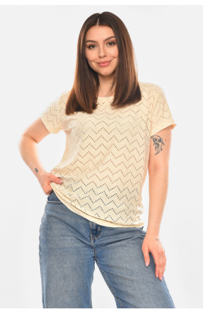 Футболка женская однотонная светло-бежевого цвета 2266 210347C