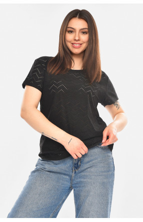 Футболка женская однотонная черного цвета 2266 210348C