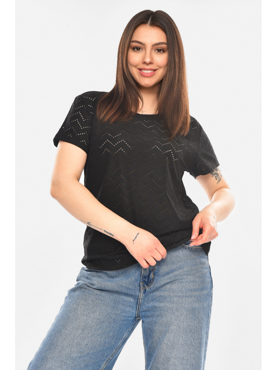 Футболка женская однотонная черного цвета 2266 210348C