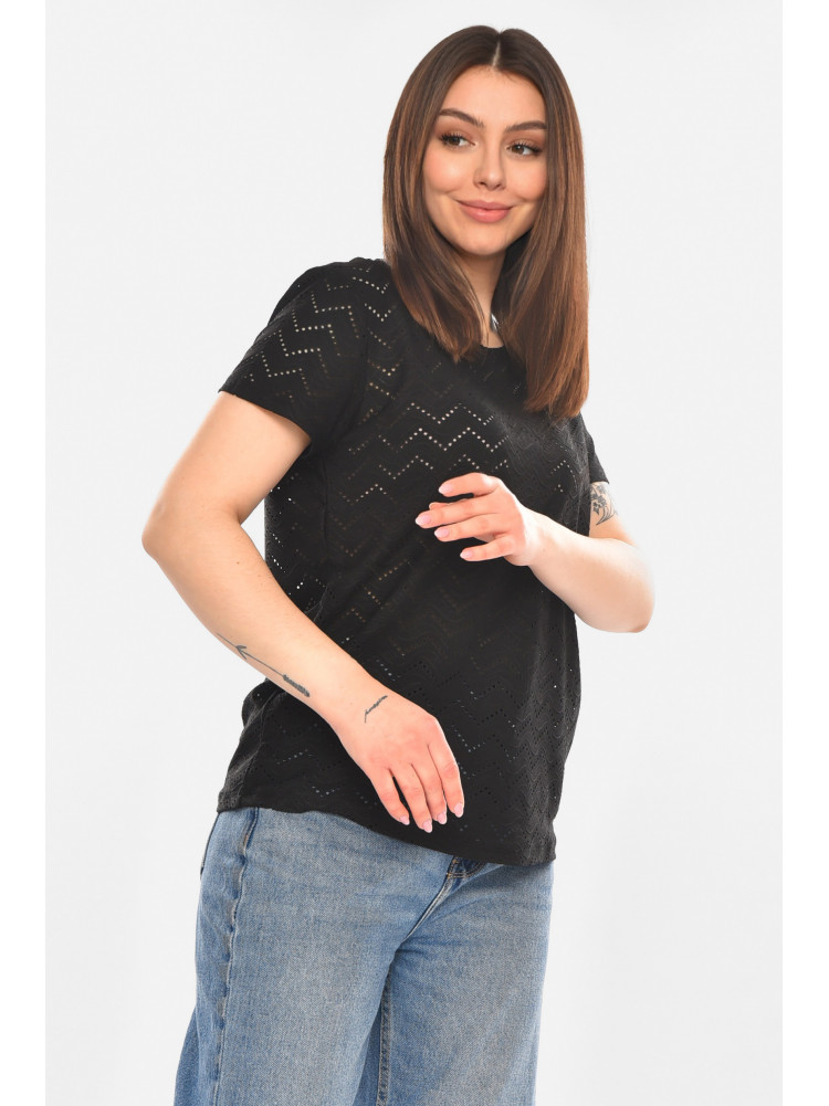 Футболка женская однотонная черного цвета 2266 210348C