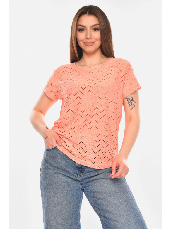 Футболка женская однотонная персикового цвета 2266 210350C