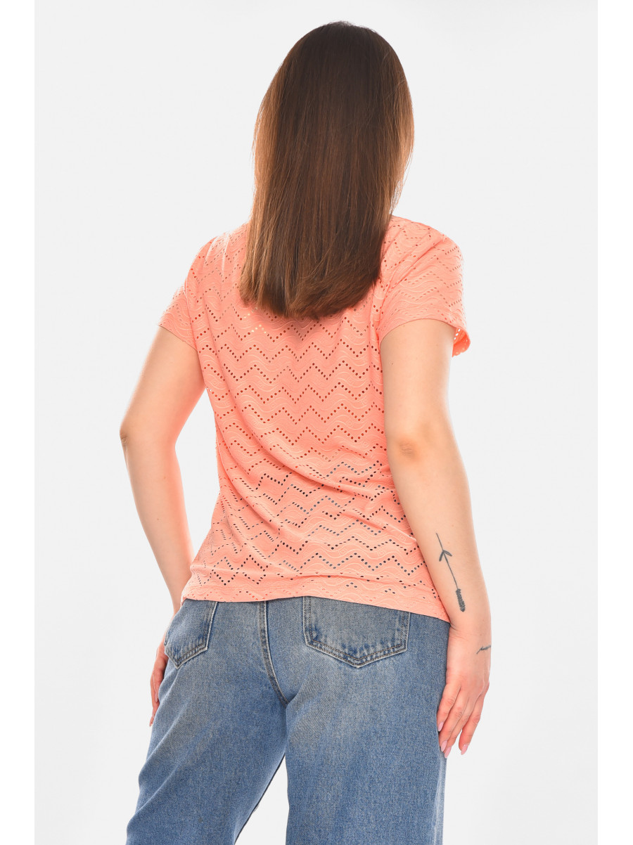 Футболка женская однотонная персикового цвета 2266 210350C