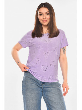 Футболка жіноча однотонна бузкового кольору 2268 210352C