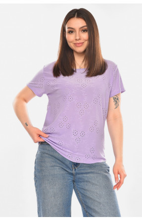 Футболка женская однотонная сиреневого цвета 2268 210352C