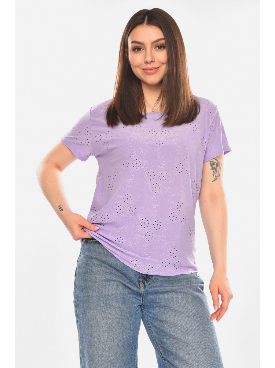 Футболка жіноча однотонна бузкового кольору 2268 210352C