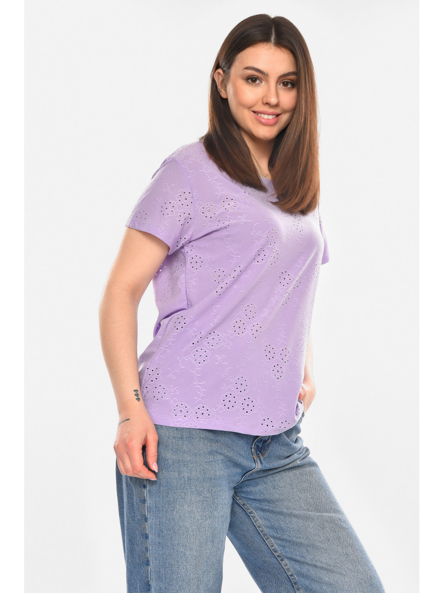 Футболка жіноча однотонна бузкового кольору 2268 210352C