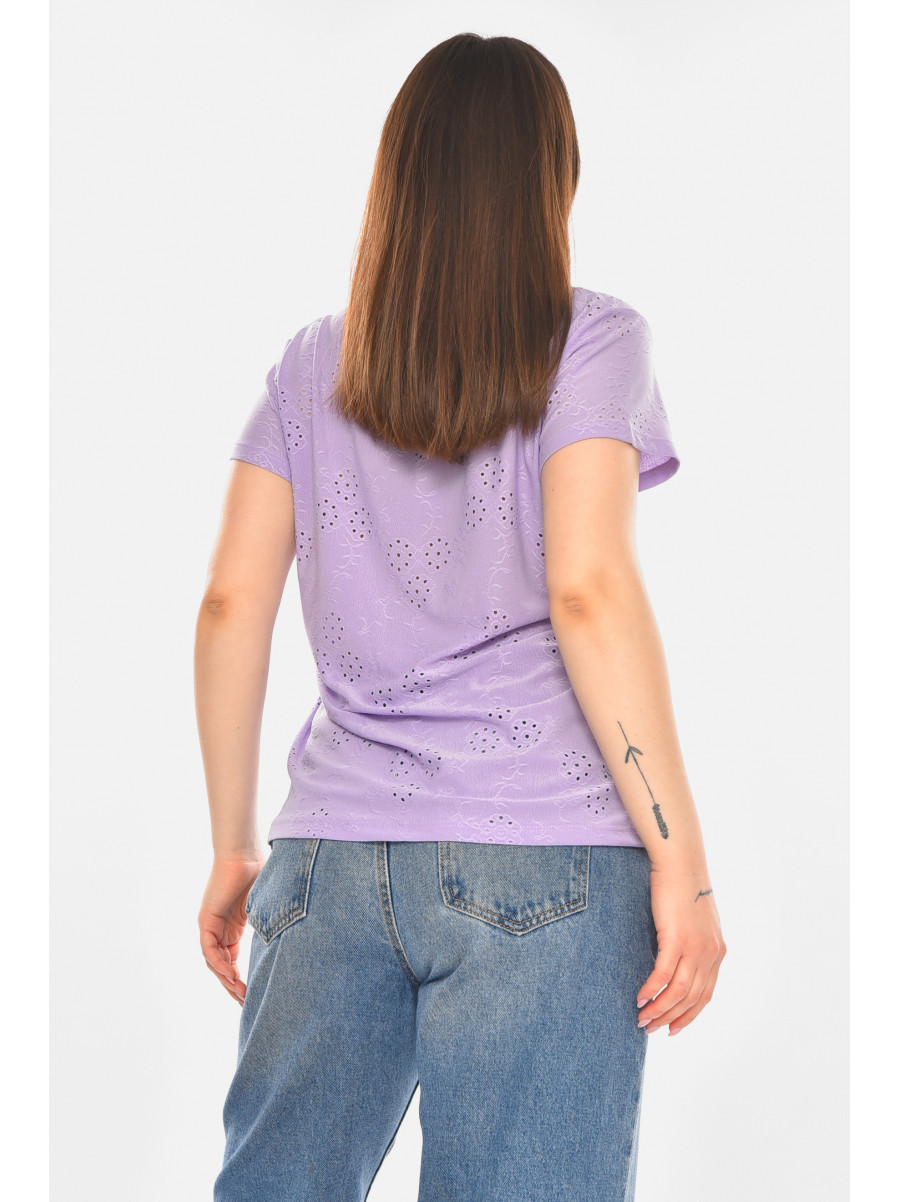 Футболка жіноча однотонна бузкового кольору 2268 210352C