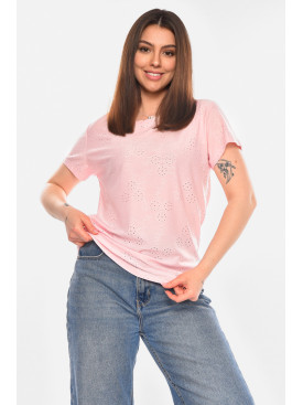 Футболка жіноча однотонна рожевого кольору 2268 210353C