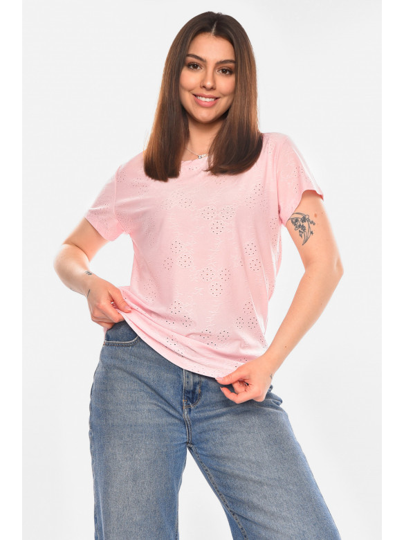 Футболка женская однотонная розового цвета 2268 210353C