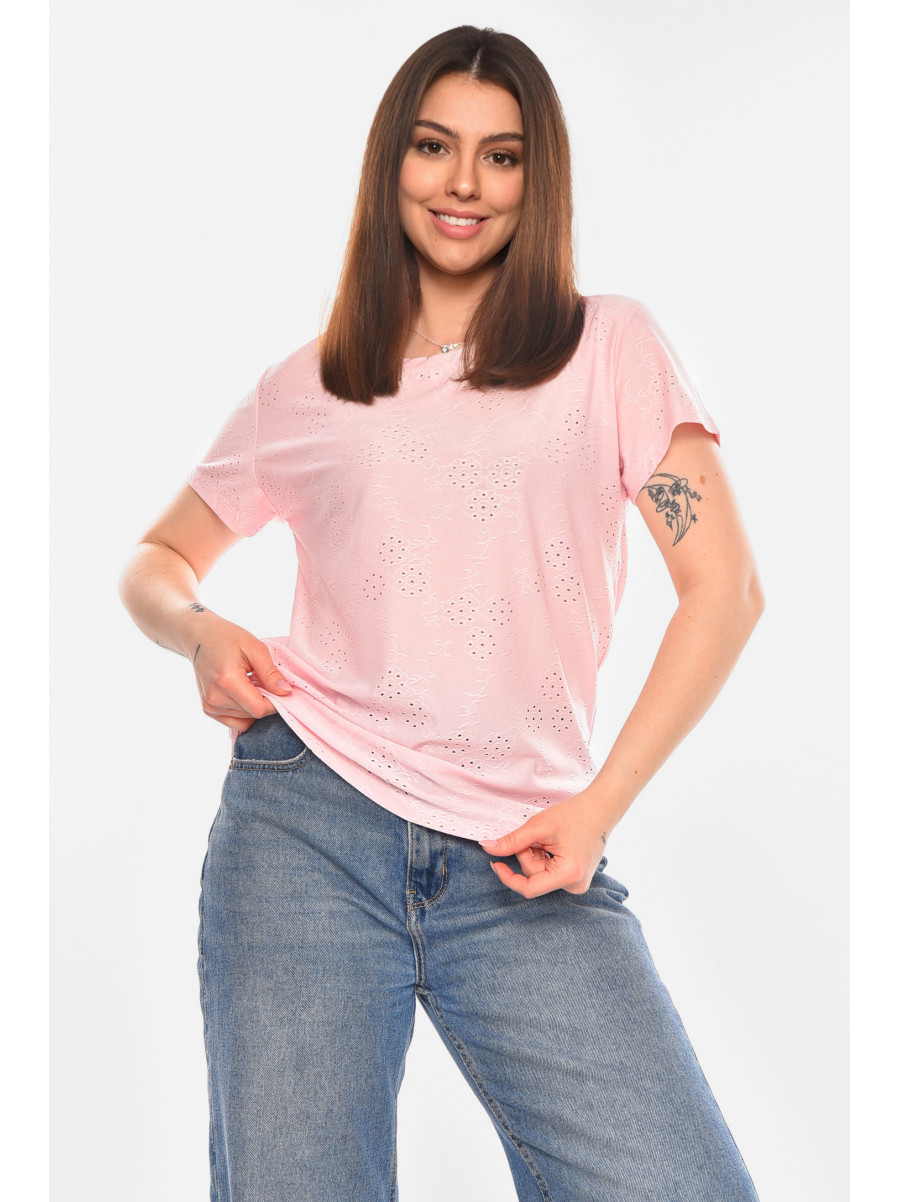 Футболка женская однотонная розового цвета 2268 210353C