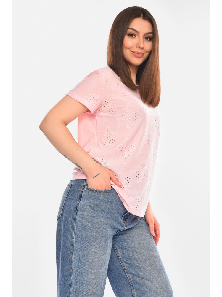 Футболка женская однотонная розового цвета 2268 210353C