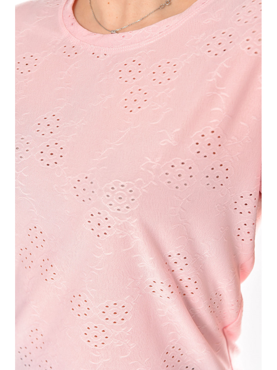 Футболка женская однотонная розового цвета 2268 210353C