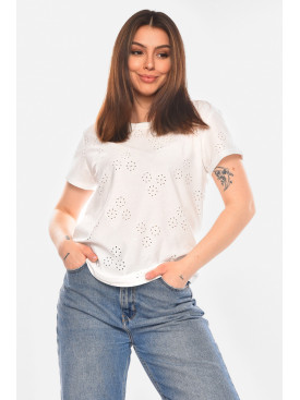 Футболка женская однотонная белого цвета 2268 210355C