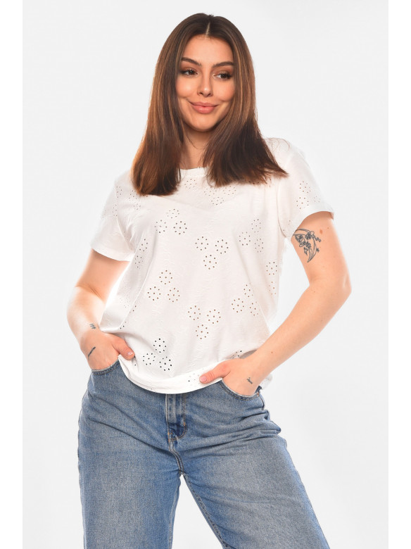 Футболка женская однотонная белого цвета 2268 210355C