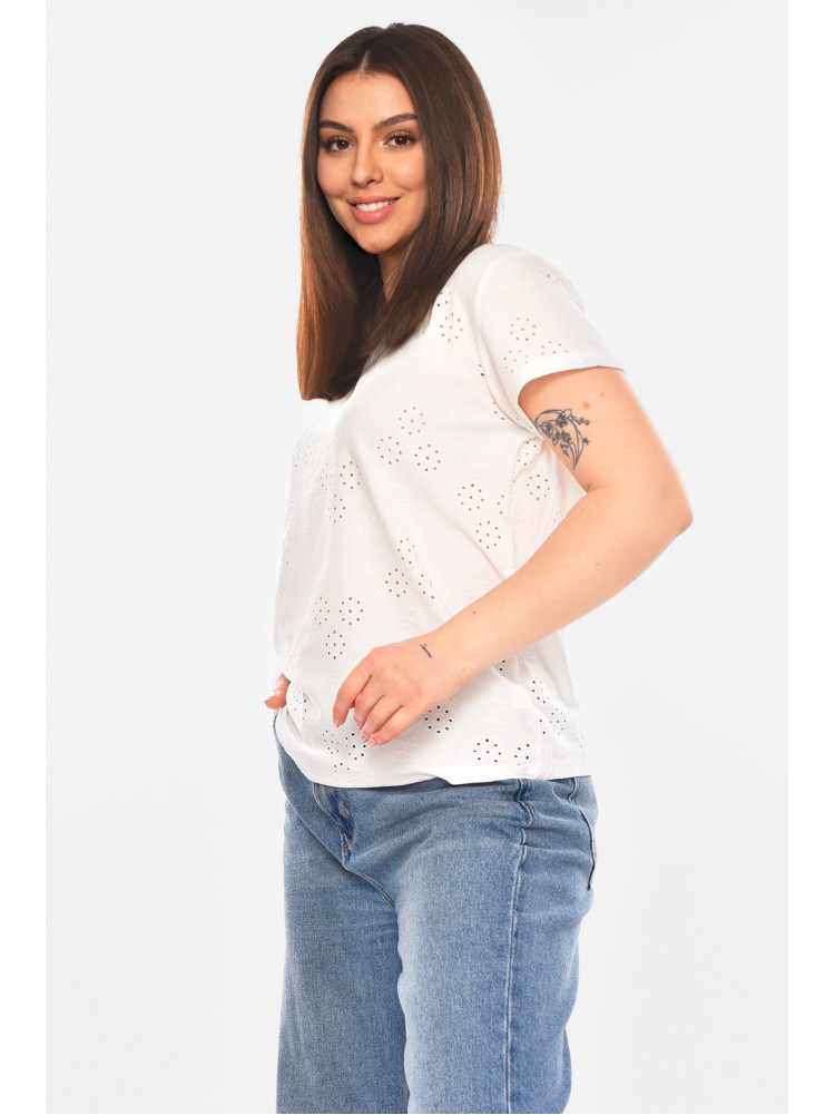 Футболка женская однотонная белого цвета 2268 210355C