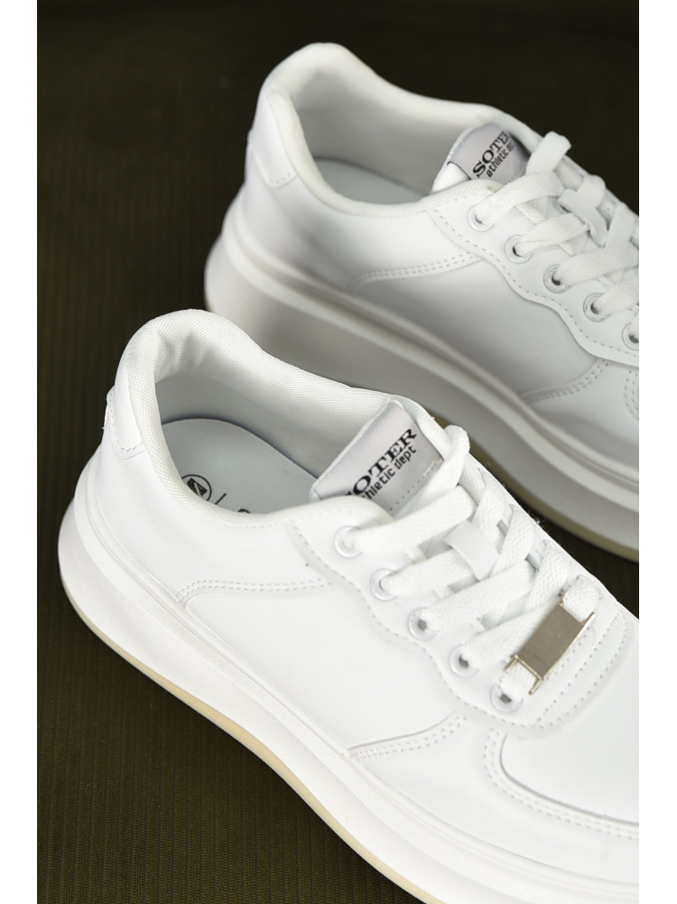 Кросівки жіночі білого кольору на шнурівці 1-23-3-1 210357C