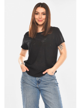Футболка женская однотонная черного цвета 2268 210358C