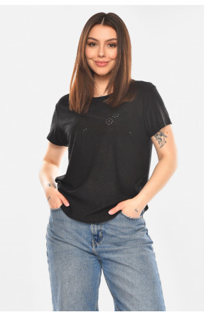 Футболка жіноча однотонна чорного кольору 2268 210358C