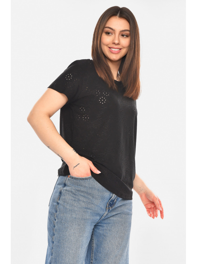Футболка женская однотонная черного цвета 2268 210358C
