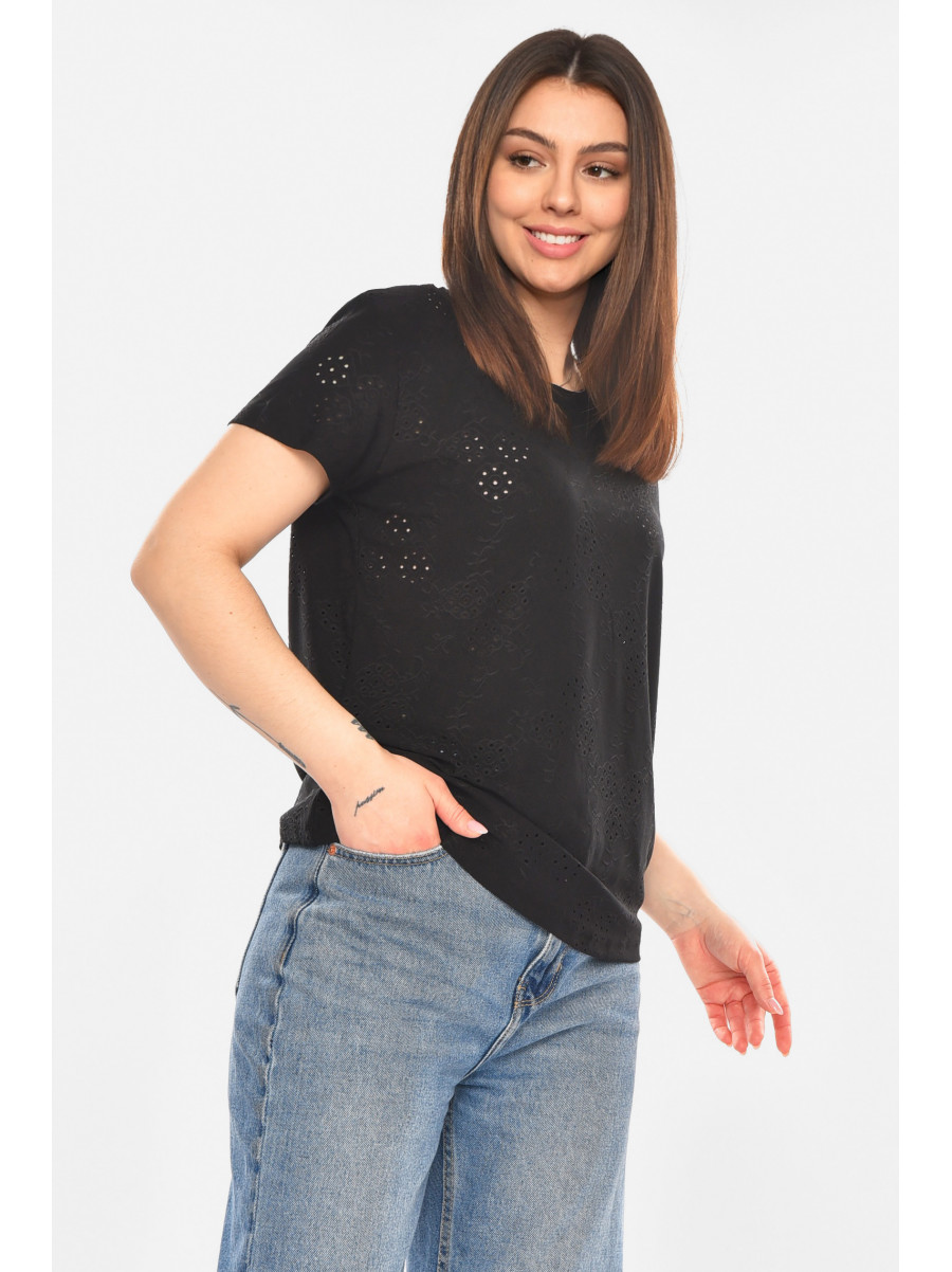 Футболка женская однотонная черного цвета 2268 210358C