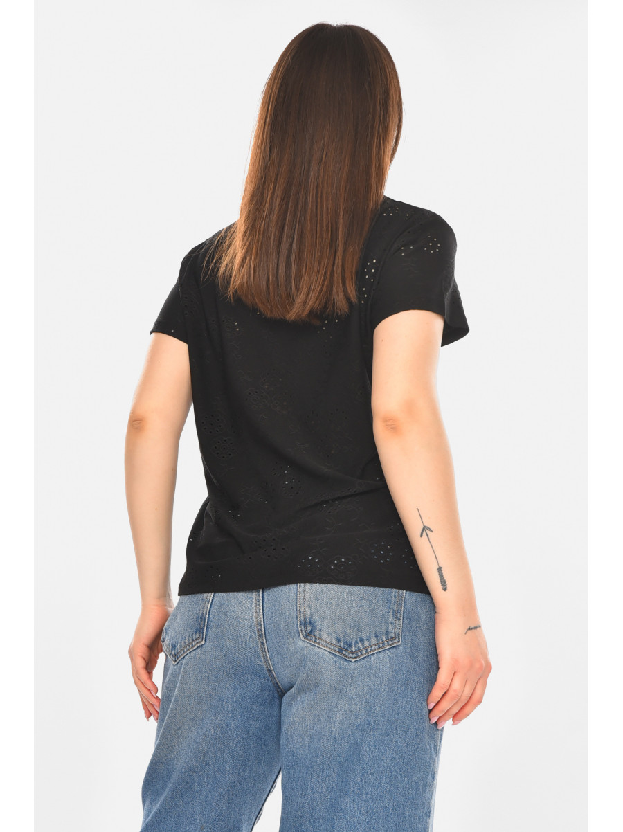 Футболка женская однотонная черного цвета 2268 210358C