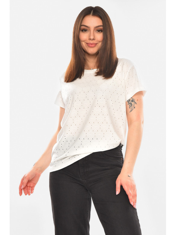 Футболка женская однотонная белого цвета 2269 210359C