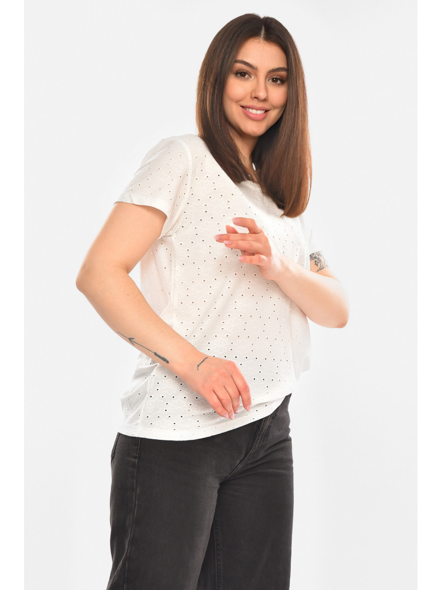 Футболка женская однотонная белого цвета 2269 210359C