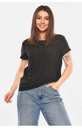 Футболка жіноча однотонна чорного кольору 2269 210360C