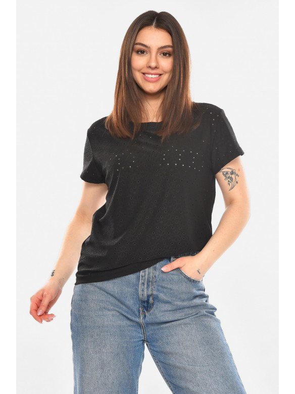 Футболка женская однотонная черного цвета 2269 210360C