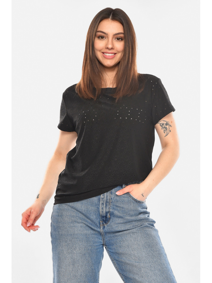 Футболка женская однотонная черного цвета 2269 210360C