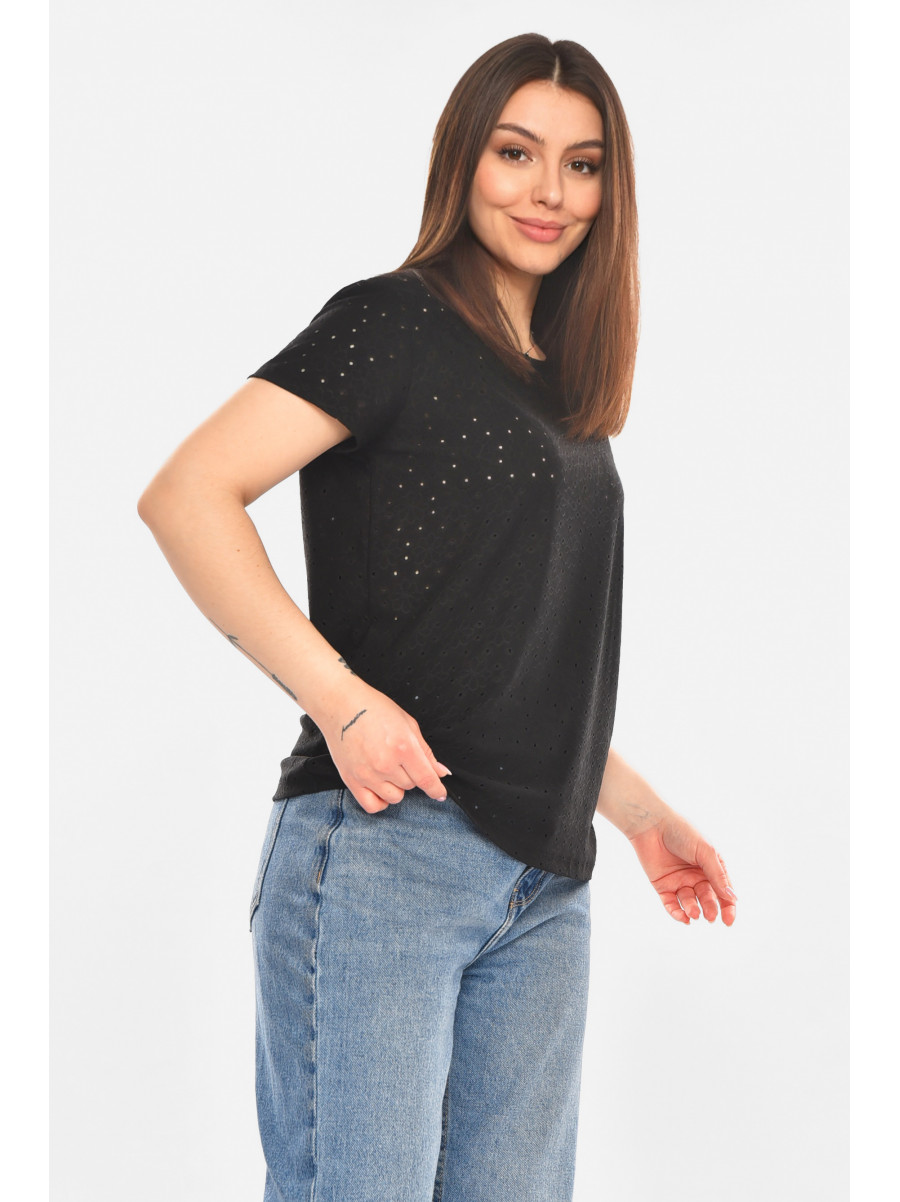 Футболка женская однотонная черного цвета 2269 210360C