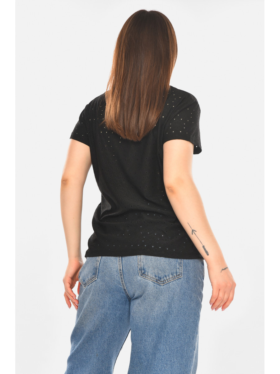 Футболка женская однотонная черного цвета 2269 210360C