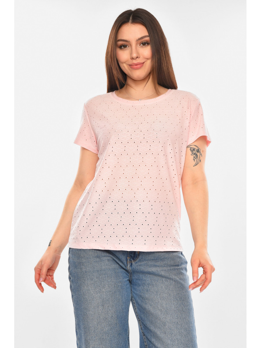 Футболка женская однотонная розового цвета 2269 210363C