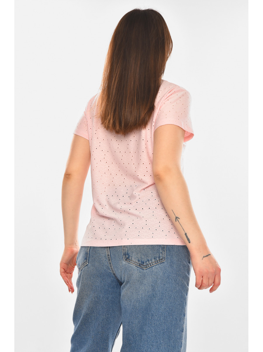 Футболка женская однотонная розового цвета 2269 210363C