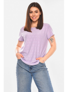 Футболка жіноча однотонна бузкового кольору 2269 210364C