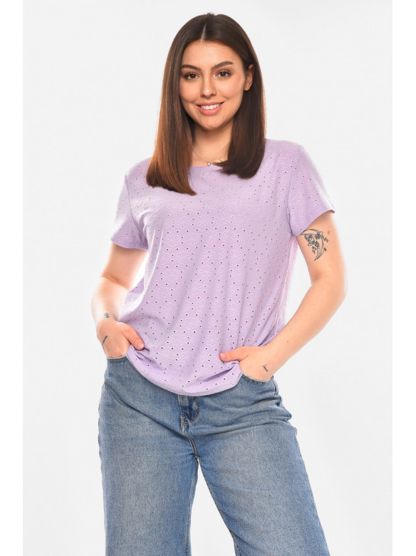 Футболка жіноча однотонна бузкового кольору 2269 210364C