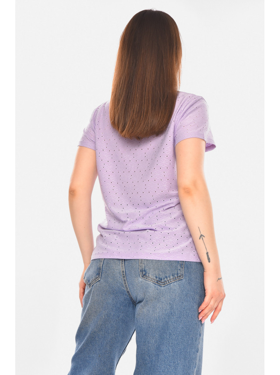 Футболка жіноча однотонна бузкового кольору 2269 210364C