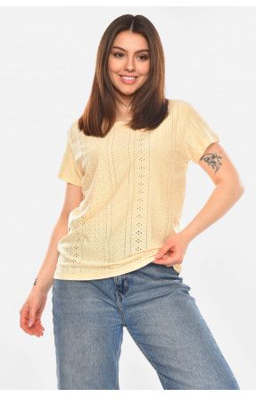 Футболка жіноча однотонна світло-бежевого кольору 2265 210365C