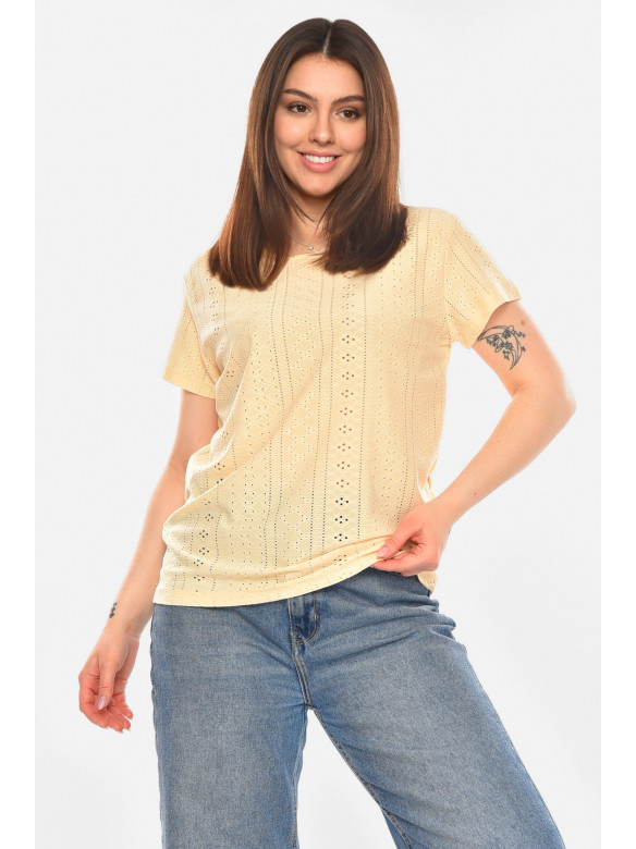 Футболка женская однотонная светло-бежевого цвета 2265 210365C