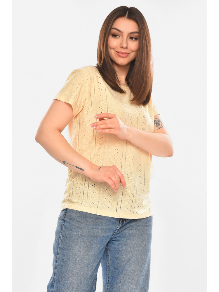 Футболка женская однотонная светло-бежевого цвета 2265 210365C