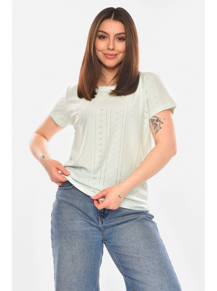 Футболка женская однотонная мятного цвета 2265 210366C